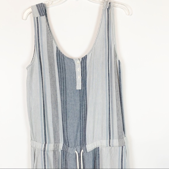 Cloth and stone stripe linen jumpsuit wrapped back - Picture 2 of 8